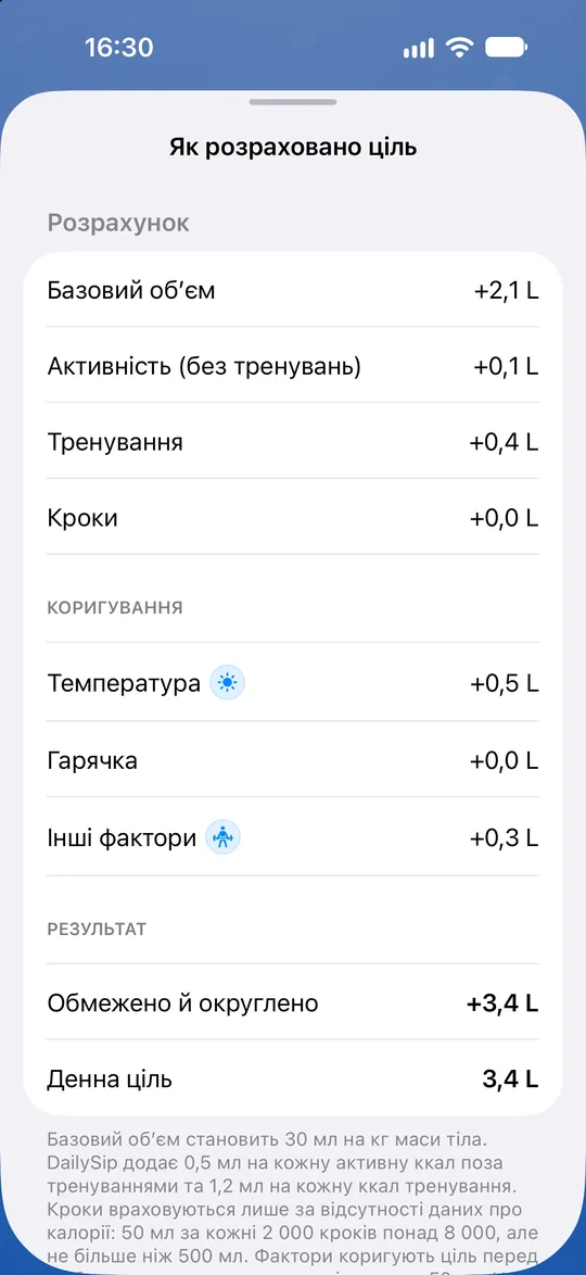 «Як розраховано ціль» у DailySip