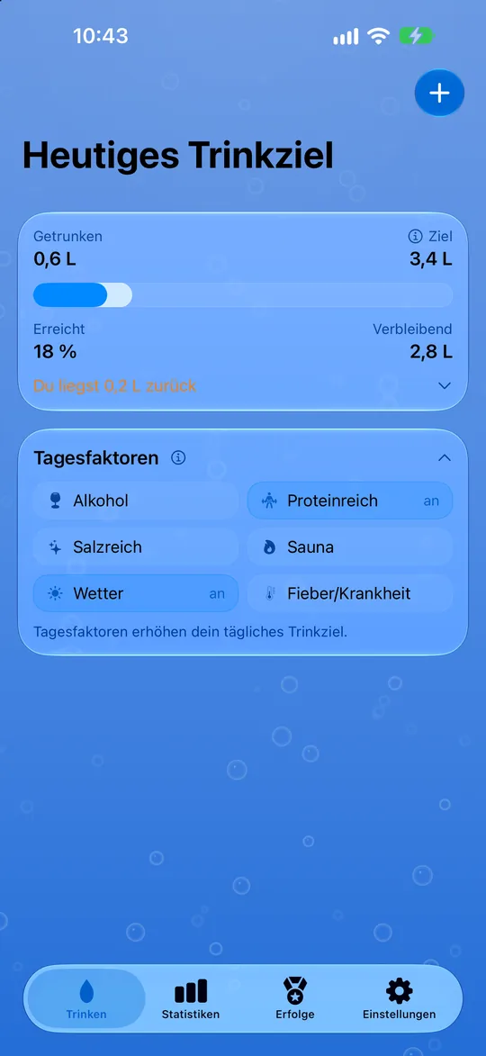 Einblick in DailySip: Wassertracking