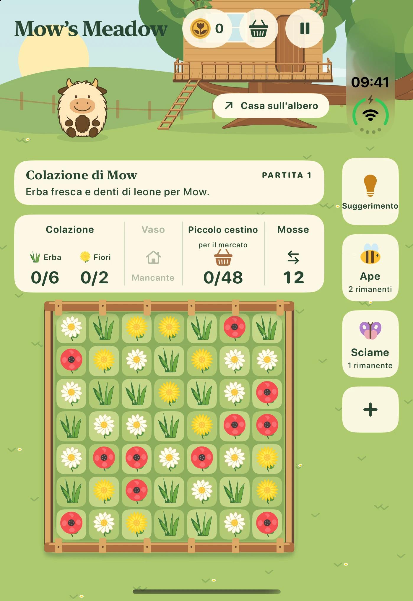 Mow’s Meadow: obiettivi di raccolta e tabellone sul display esterno
