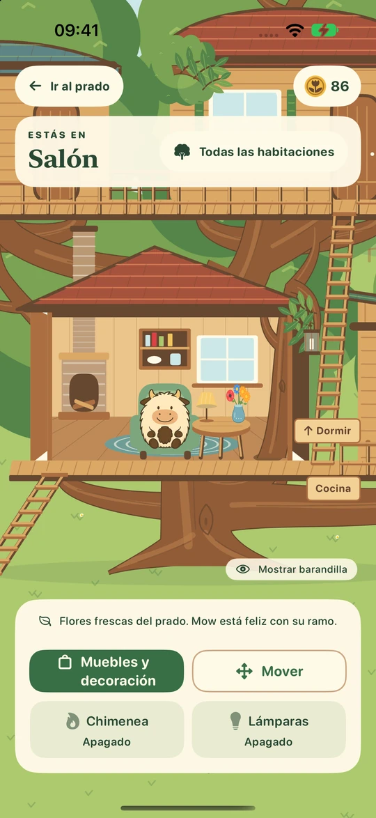 Salón amueblado con Mow, un sillón, una alfombra y una chimenea